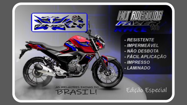 KIT DE ADESIVOS FZ 15 – VERSÃO RACE ( MOTO VERMELHA) - Imagem 3