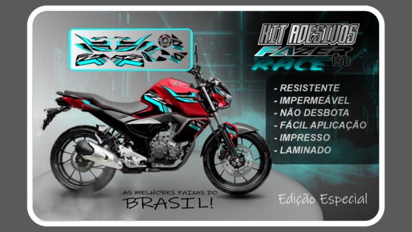 KIT DE ADESIVOS FZ 15 – VERSÃO RACE ( MOTO VERMELHA) - Imagem 4