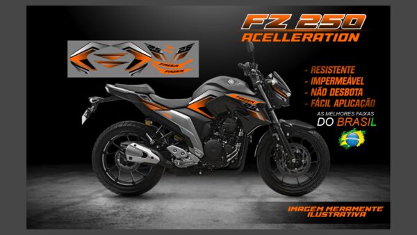 ð¥ Kit de Adesivos FZ 250 – Versão Acceleration! ð¥(MOTO PRETA) - Imagem 2
