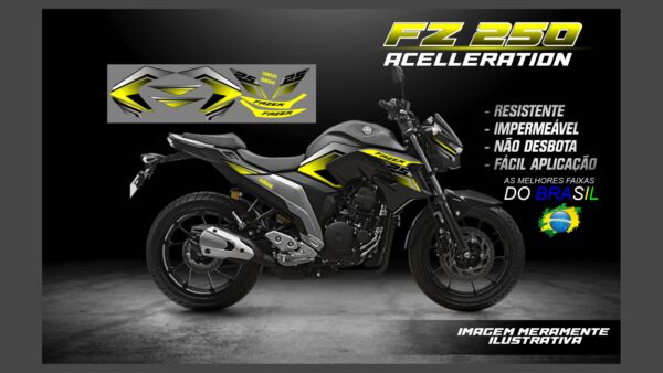 ð¥ Kit de Adesivos FZ 250 – Versão Acceleration! ð¥(MOTO PRETA) - Imagem 3