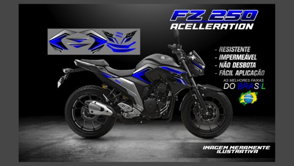 ð¥ Kit de Adesivos FZ 250 – Versão Acceleration! ð¥(MOTO PRETA) - Imagem 4