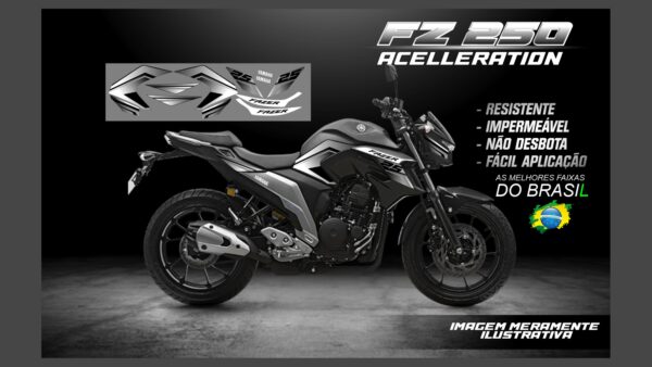 ð¥ Kit de Adesivos FZ 250 – Versão Acceleration! ð¥(MOTO PRETA) - Imagem 5