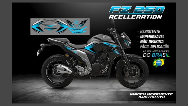 ð¥ Kit de Adesivos FZ 250 – Versão Acceleration! ð¥(MOTO PRETA) - Imagem 6