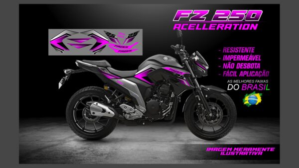 ð¥ Kit de Adesivos FZ 250 – Versão Acceleration! ð¥(MOTO PRETA) - Imagem 8