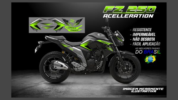 ð¥ Kit de Adesivos FZ 250 – Versão Acceleration! ð¥(MOTO PRETA) - Imagem 11