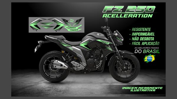 ð¥ Kit de Adesivos FZ 250 – Versão Acceleration! ð¥(MOTO PRETA) - Imagem 13