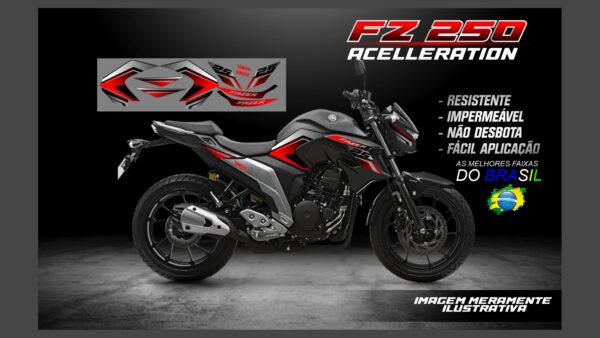 ð¥ Kit de Adesivos FZ 250 – Versão Acceleration! ð¥(MOTO PRETA)