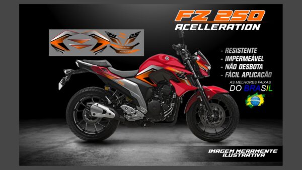 ð¥ Kit de Adesivos FZ 250 – Versão Acceleration! ð¥(MOTO VERMELHA) - Imagem 3