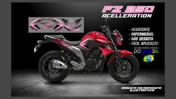 ð¥ Kit de Adesivos FZ 250 – Versão Acceleration! ð¥(MOTO VERMELHA) - Imagem 4
