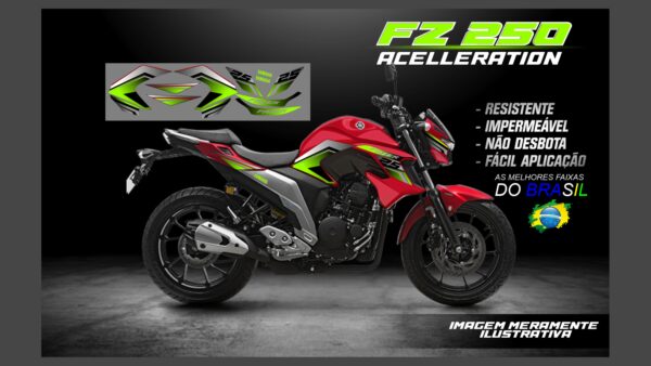 ð¥ Kit de Adesivos FZ 250 – Versão Acceleration! ð¥(MOTO VERMELHA) - Imagem 5