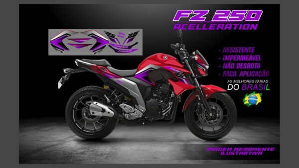ð¥ Kit de Adesivos FZ 250 – Versão Acceleration! ð¥(MOTO VERMELHA) - Imagem 6