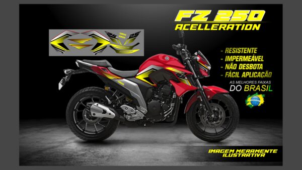 ð¥ Kit de Adesivos FZ 250 – Versão Acceleration! ð¥(MOTO VERMELHA) - Imagem 7