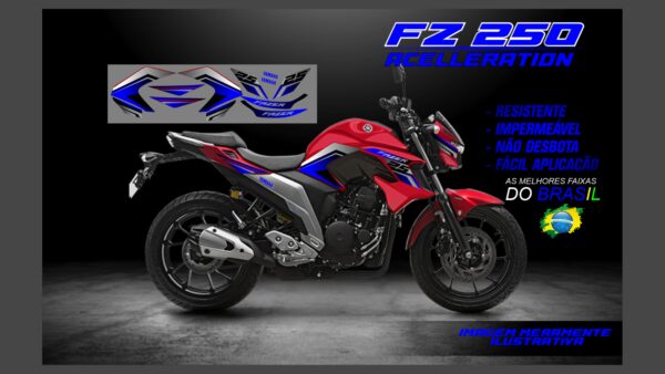 ð¥ Kit de Adesivos FZ 250 – Versão Acceleration! ð¥(MOTO VERMELHA) - Imagem 8