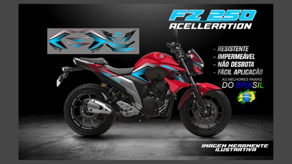ð¥ Kit de Adesivos FZ 250 – Versão Acceleration! ð¥(MOTO VERMELHA) - Imagem 10