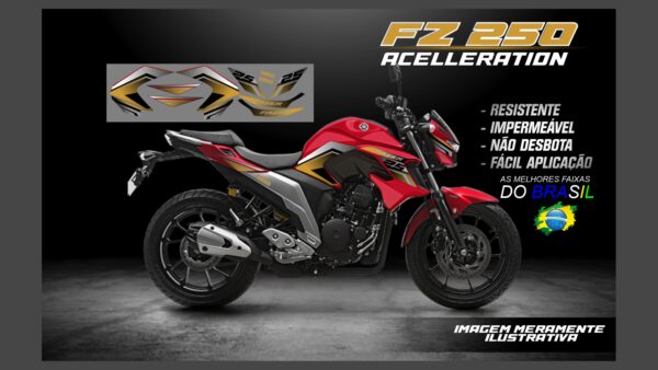 ð¥ Kit de Adesivos FZ 250 – Versão Acceleration! ð¥(MOTO VERMELHA) - Imagem 11