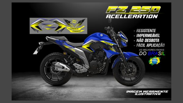 ð¥ Kit de Adesivos FZ 250 – Versão Acceleration! ð¥(MOTO AZUL) - Imagem 2