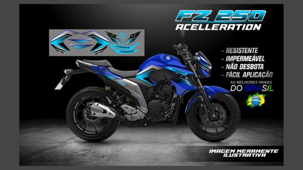 ð¥ Kit de Adesivos FZ 250 – Versão Acceleration! ð¥(MOTO AZUL) - Imagem 3