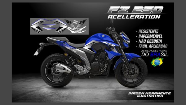 ð¥ Kit de Adesivos FZ 250 – Versão Acceleration! ð¥(MOTO AZUL) - Imagem 4