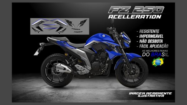 ð¥ Kit de Adesivos FZ 250 – Versão Acceleration! ð¥(MOTO AZUL) - Imagem 5