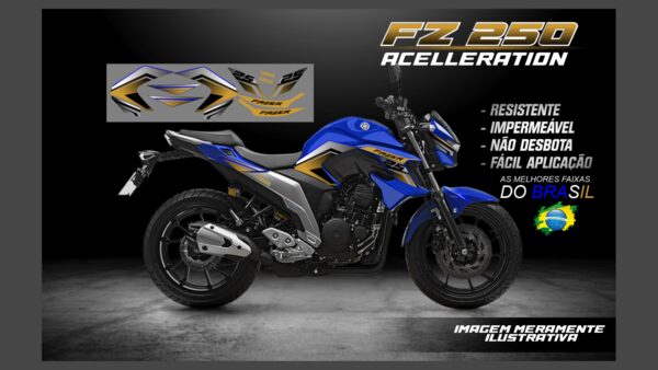 ð¥ Kit de Adesivos FZ 250 – Versão Acceleration! ð¥(MOTO AZUL) - Imagem 6
