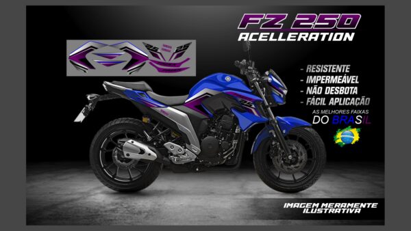 ð¥ Kit de Adesivos FZ 250 – Versão Acceleration! ð¥(MOTO AZUL) - Imagem 8