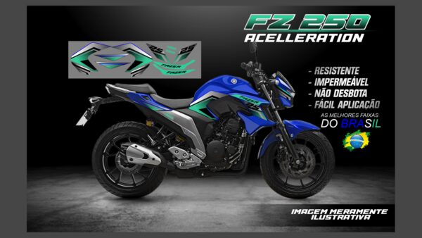 ð¥ Kit de Adesivos FZ 250 – Versão Acceleration! ð¥(MOTO AZUL) - Imagem 9