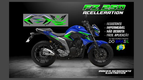 ð¥ Kit de Adesivos FZ 250 – Versão Acceleration! ð¥(MOTO AZUL)