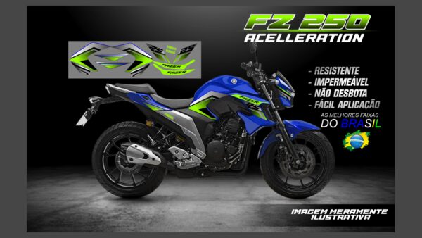 ð¥ Kit de Adesivos FZ 250 – Versão Acceleration! ð¥(MOTO AZUL) - Imagem 10