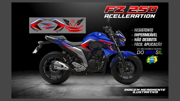 ð¥ Kit de Adesivos FZ 250 – Versão Acceleration! ð¥(MOTO AZUL) - Imagem 12