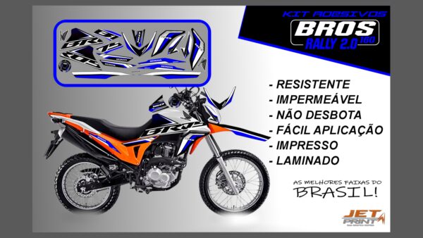 Kit de Adesivos Bros 160 2016 a 2020 - Versão Rally 2.0 (moto laranja) - Imagem 3