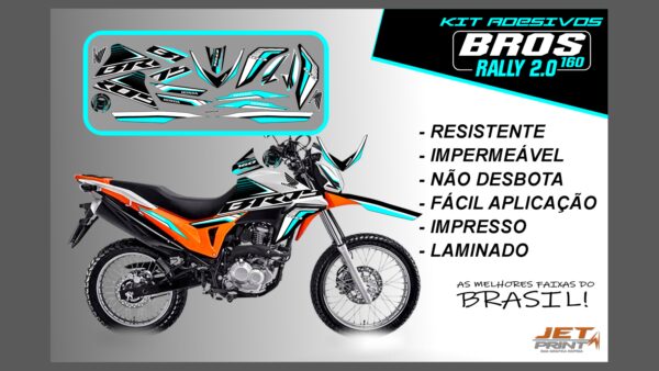 Kit de Adesivos Bros 160 2016 a 2020 - Versão Rally 2.0 (moto laranja) - Imagem 4