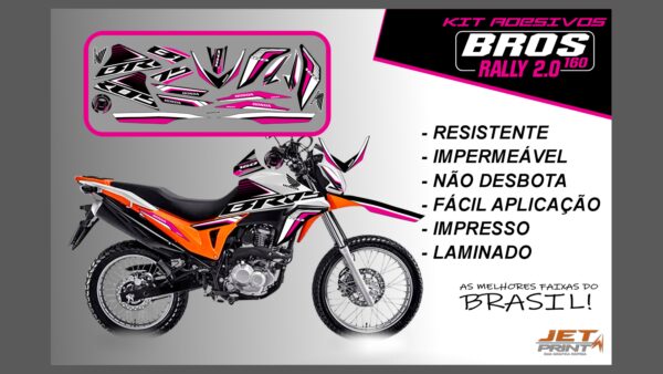 Kit de Adesivos Bros 160 2016 a 2020 - Versão Rally 2.0 (moto laranja) - Imagem 8