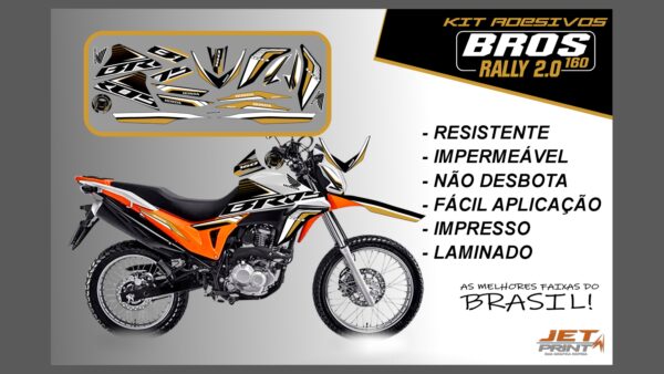 Kit de Adesivos Bros 160 2016 a 2020 - Versão Rally 2.0 (moto laranja) - Imagem 9
