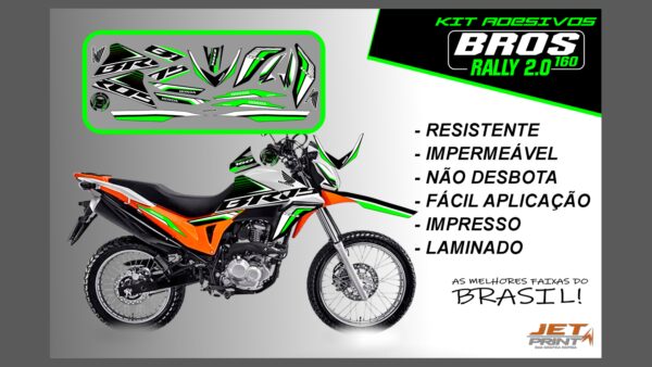 Kit de Adesivos Bros 160 2016 a 2020 - Versão Rally 2.0 (moto laranja)