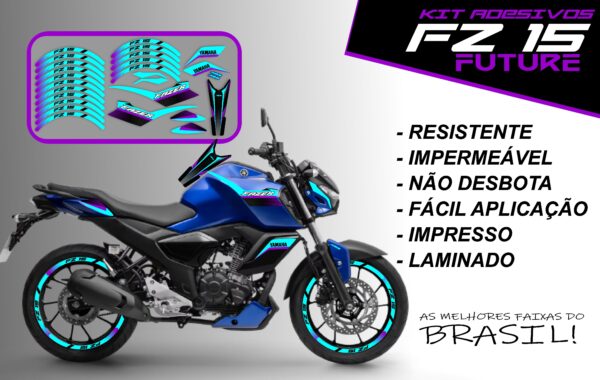 Kit de Adesivo FZ 15 2023 a 2025 Versão Future ( moto azul)