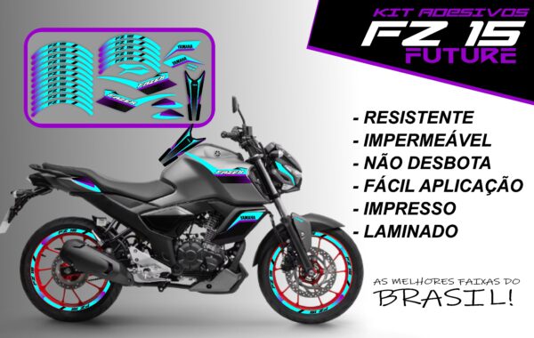 Kit de Adesivo FZ 15 2023 a 2025 Versão Future ( moto cinza)