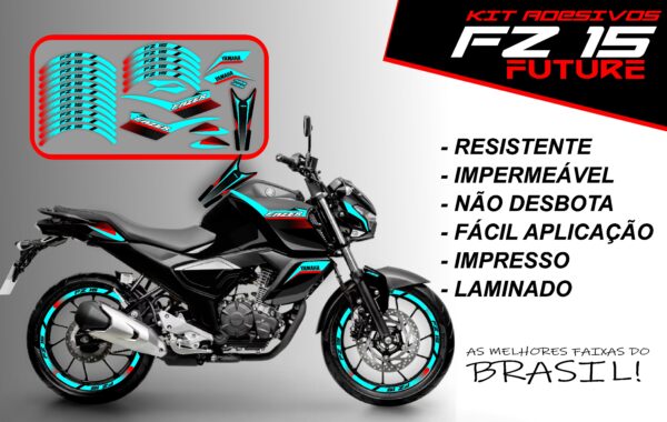Kit de Adesivo FZ 15 2023 a 2025 Versão Future ( moto preta)