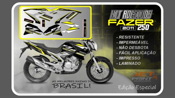Kit de Adesivos para Fazer 250 (2011-2012) moto preta - Imagem 2