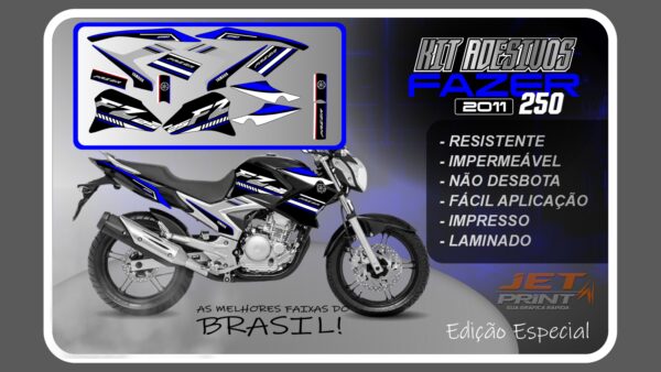 Kit de Adesivos para Fazer 250 (2011-2012) moto preta - Imagem 3