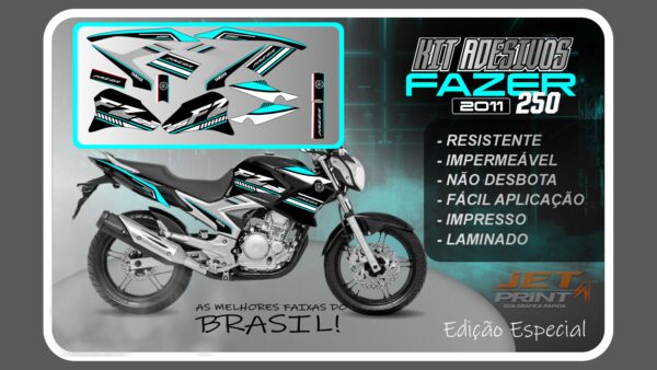 Kit de Adesivos para Fazer 250 (2011-2012) moto preta - Imagem 4