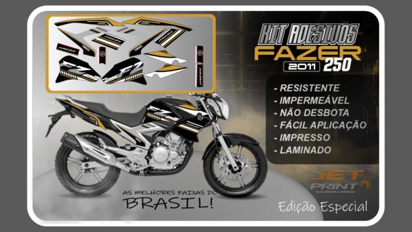 Kit de Adesivos para Fazer 250 (2011-2012) moto preta - Imagem 8