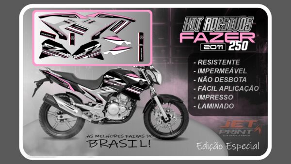 Kit de Adesivos para Fazer 250 (2011-2012) moto preta - Imagem 9