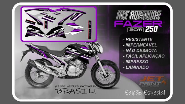 Kit de Adesivos para Fazer 250 (2011-2012) moto preta - Imagem 10