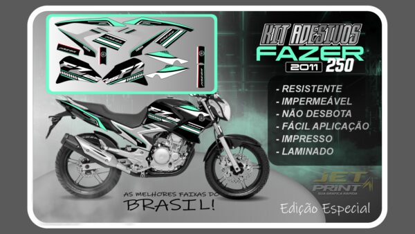 Kit de Adesivos para Fazer 250 (2011-2012) moto preta - Imagem 11