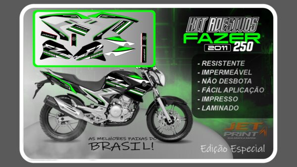 Kit de Adesivos para Fazer 250 (2011-2012) moto preta - Imagem 13