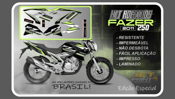 Kit de Adesivos para Fazer 250 (2011-2012) moto preta - Imagem 12