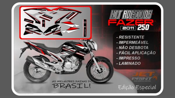 Kit de Adesivos para Fazer 250 (2011-2012) moto preta