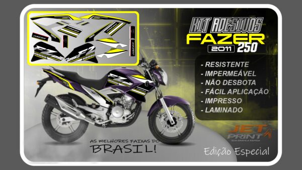 Kit de Adesivos para Fazer 250 (2011-2012) moto roxa - Imagem 2