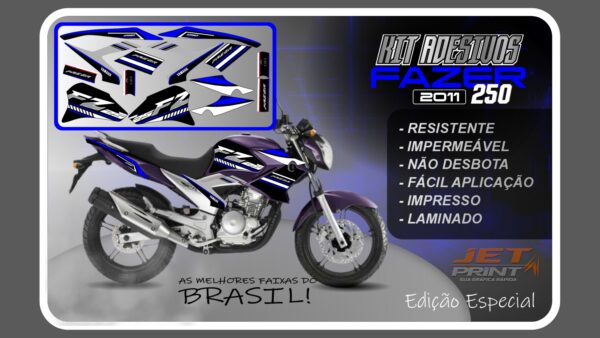 Kit de Adesivos para Fazer 250 (2011-2012) moto roxa - Imagem 3