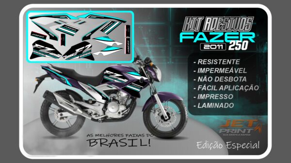 Kit de Adesivos para Fazer 250 (2011-2012) moto roxa - Imagem 4